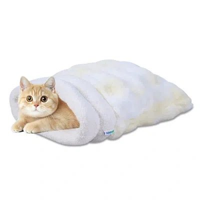 Jespet Goopaws 4 In 1 Self Warming Burrow Cat Bed, Pet Hideway Sleeping Cuddle Cave In Cream