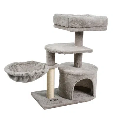 Jespet Goopaws Multi-level 57-in Faux Fur Cat Tree & Condo With Hammock, Grey In Light Grey
