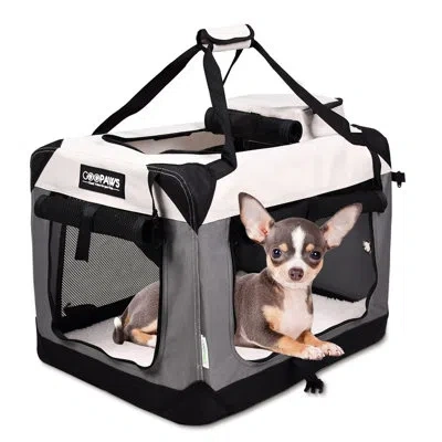 Jespet Goopaws Soft Pet Crates Kennel 3 Door Soft Sided Travel Pet Carrier, Lake Grey, 24'' In Light Grey