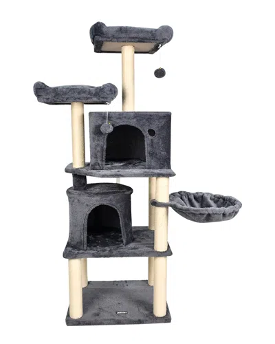 Jespet Multi-level 60in Furry Cat Tree & Condo In Gray