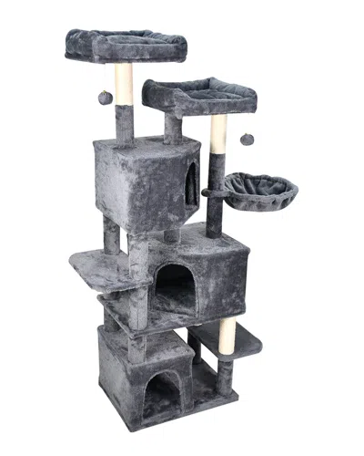 Jespet Multi-level 65in Furry Cat Tree & Condo In Gray