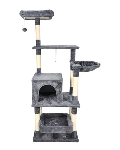Jespet Multi-level 66in Furry Cat Tree & Condo In Gray