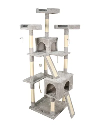 Jespet Multi-level 73in Furry Cat Tree & Condo In Gray
