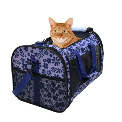 Jespet Soft-sided Kennel Pet Carrier For Small Dogs In Floral Print Blue