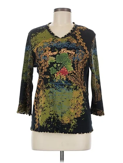 Pre-owned Jess & Jane 3/4 Sleeve Blouse In Black