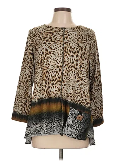 Pre-owned Jess & Jane 3/4 Sleeve Blouse In Brown