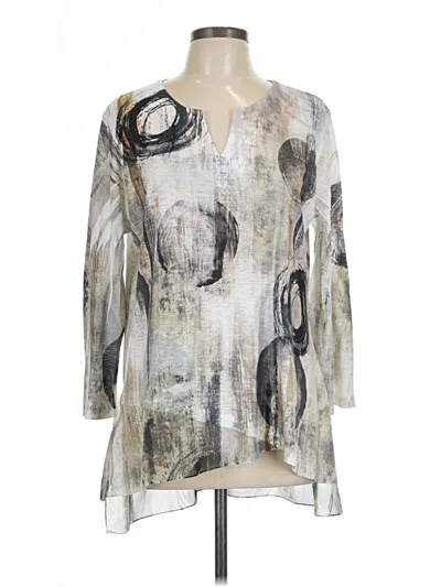 Pre-owned Jess & Jane 3/4 Sleeve Blouse In Gray
