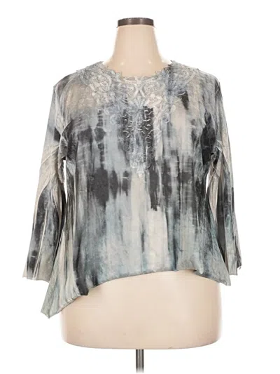 Pre-owned Jess & Jane 3/4 Sleeve Blouse In Gray