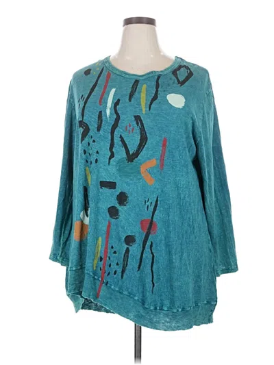 Pre-owned Jess & Jane 3/4 Sleeve Blouse In Teal