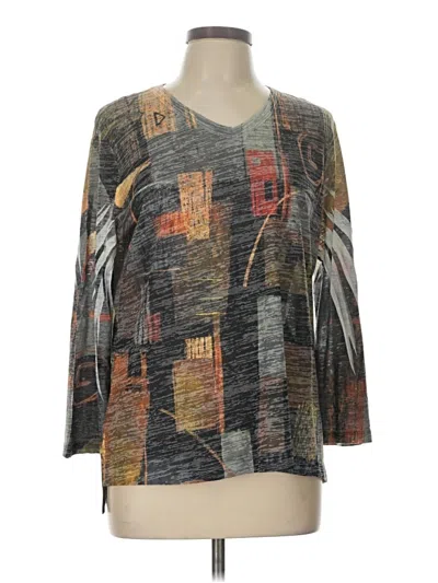 Pre-owned Jess & Jane 3/4 Sleeve Top Gray V Neck Tops