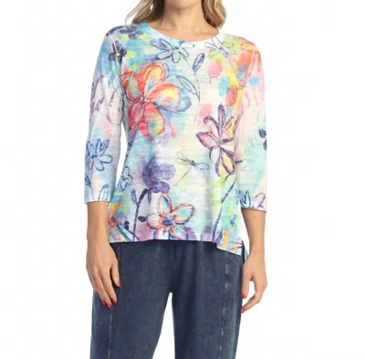 Jess & Jane Abstract Print Burnout Top In Poetic In Multi