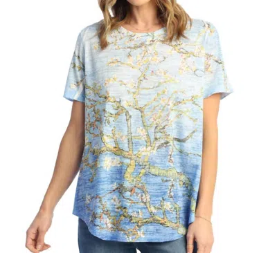 Jess & Jane Amond Burnout Round Hem Top In Multicolor In Blue