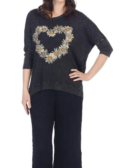 Jess & Jane Amour Mineral Washed Cotton Dolman Sleeve Top In Black