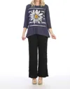 Jess & Jane Aria Patch Pocket High Low Top In Navy In Blue