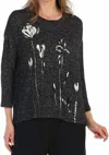 Jess & Jane Ascent Sweater Knit Dolman Top In Black In Black