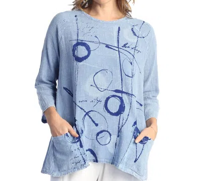 Jess & Jane Balboa Mineral Washed Patch Pocket Top In Blue