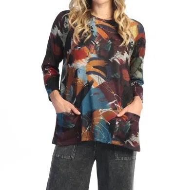 Jess & Jane Ballad French Brush Patch Pockets Tunic Top In Multi