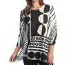 Jess & Jane Bebop Chiffon Hem Top In Multi In Black