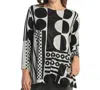 Jess & Jane Bebop French Brushed Knit Top - Plus In Gray/black In Multi