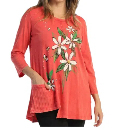 Jess & Jane Bee Free Mineral Washed Top In Red