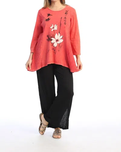 Jess & Jane Blissful Wave Knit Top In Mineral Washed Tunic In Pink