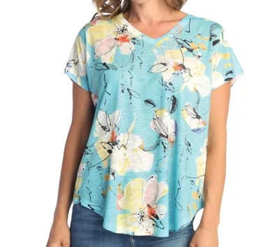 Jess & Jane Bora Bora Cap Sleeve Top In Turquoise In Blue
