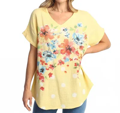 Jess & Jane Bossa Nova Mineral Washed Double Gauze Top In Jet Sun In Multi