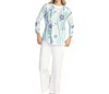 Jess & Jane Burnout 3/4 Sleeve Crewneck Top In Blue Belle In Multi