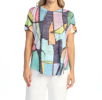 Jess & Jane Burnout Round Hem Top In Vita In Multi
