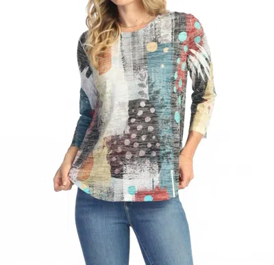 Jess & Jane Burnout Rounded Hem Top In Tundra In Multi