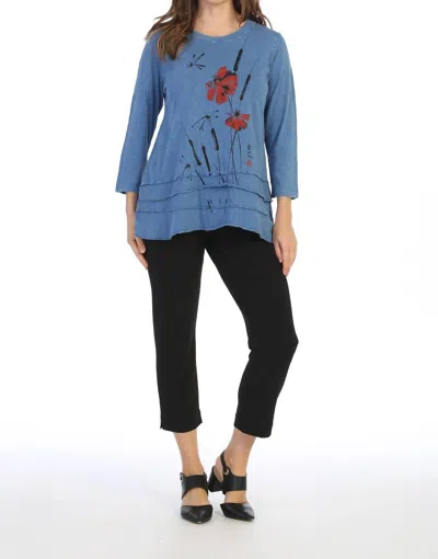 Jess & Jane Camelia Cotton Layered Top In Blue