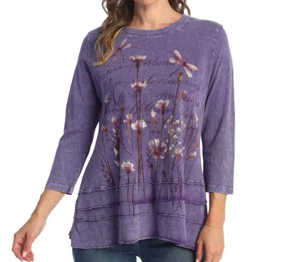 Jess & Jane Campo Mineral Washed Cotton Layered Top - Plus In Purple