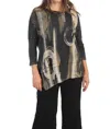 Jess & Jane Canali Mineral Washed Dolman Sleeve Cotton Tunic In Multi In Black