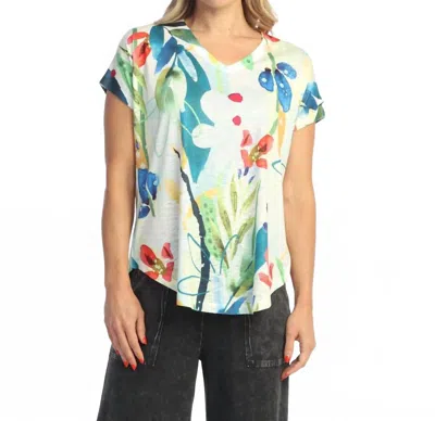Jess & Jane Cap Sleeve Top In Lemonade In Multi