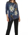 Jess & Jane Cherish Mineral Washed Dolman Sleeve Cotton Top In Denim In Blue
