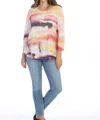 Jess & Jane Cherry Boucle Mesh Top In Multi In Multi