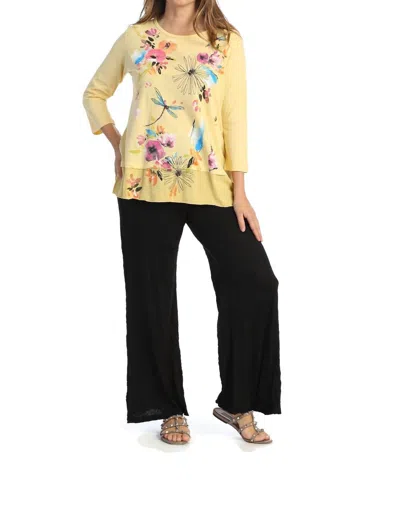 Jess & Jane Clara Mineral Washed Cotton Georgette Contrast Top - Plus In Yellow In Multi