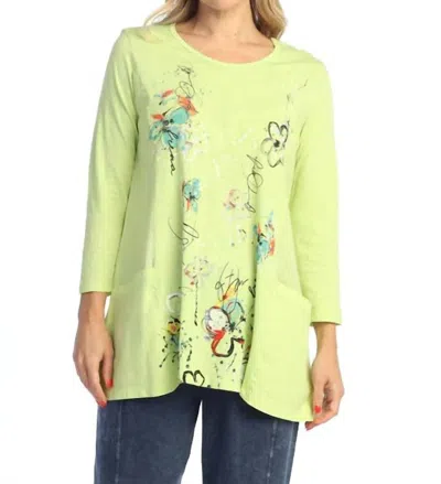 Jess & Jane Confetti Mineral Wash Tunic In Lime