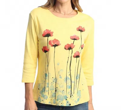 Jess & Jane Confetti Printed Cotton Top In Yellow