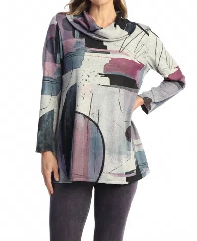Jess & Jane Cowl Neck Tunic Top In Multi In Green