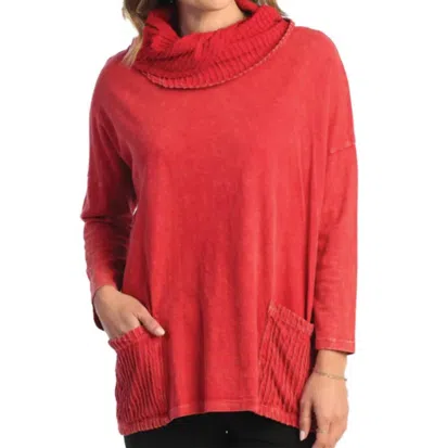 Jess & Jane Cowl Tunic In Red In Animal Print