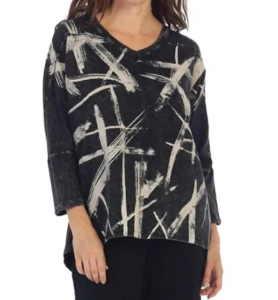 Jess & Jane Dazzling Cotton Dolman Sleeve Top In Black