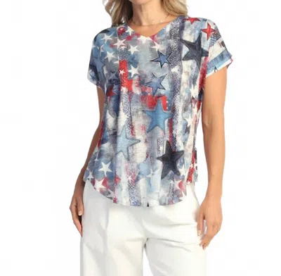 Jess & Jane Dolman Cap Sleeve Print Top In Glory Days In Multi