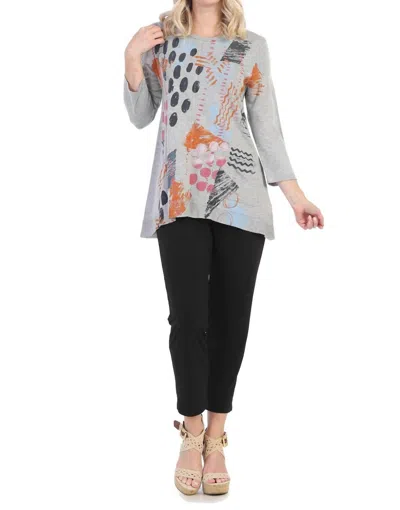 Jess & Jane Dottie Light Terry Pocket Top In Grey In Blue