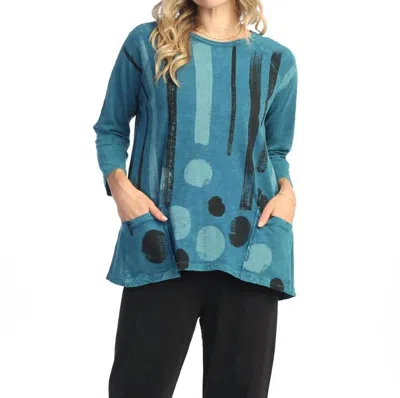 Jess & Jane Drizzle Mineral Washed Patch Pocket =top In Cypress In Multi