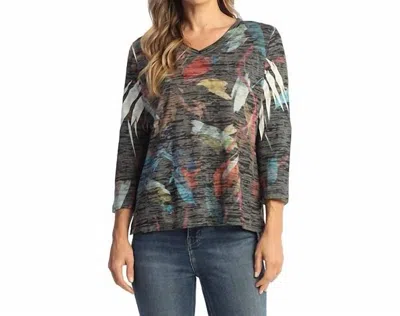 Jess & Jane Dunes Burnout Rounded Hem Top In Black In Gray