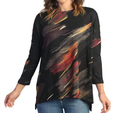 Jess & Jane Dunes French Brushed Knit Top - Plus In Black In Multi
