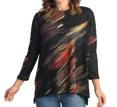 Jess & Jane Dunes French Brushed Knit Top In Black