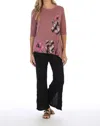 Jess & Jane Eastern Bloom Asymmetric Top In Multi-color In Pink