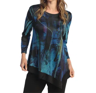Jess & Jane Eclipse Asymmetrical Slinky Top - Plus In Multi In Blue